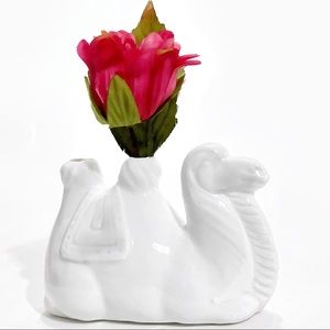 White Ceramic Camel Bud Vase Mini Planter Decor